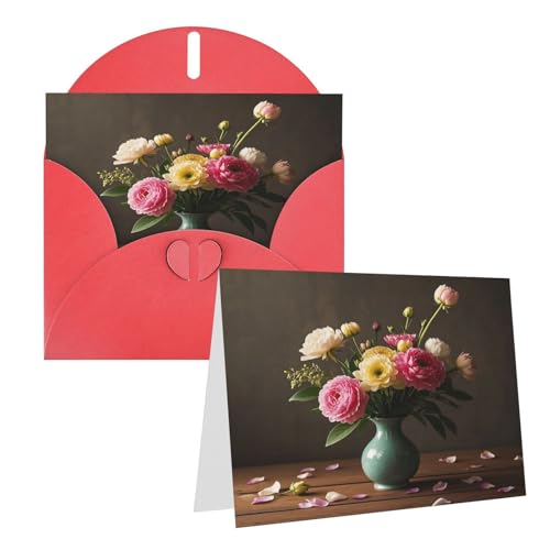 Rkklvbns Grußkarten Blüte Vase Blumenherz Verschiedene Anlässe Grußkarten Freundschaft Gedenkkarten Urlaubskarten von Rkklvbns