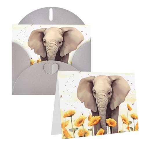 Rkklvbns Grußkarten Elefant und Sonnenblume Herz Verschiedene Anlässe Grußkarten Freundschaft Gedenkkarten Urlaubskarten von Rkklvbns