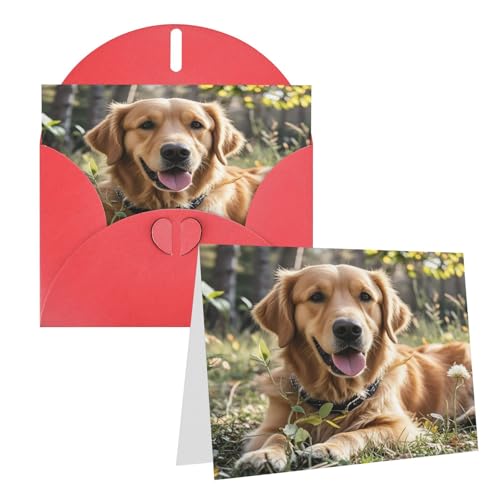 Rkklvbns Grußkarten Golden Retriever Herz Verschiedene Anlässe Grußkarten Freundschaft Gedenkkarten Urlaubskarten von Rkklvbns