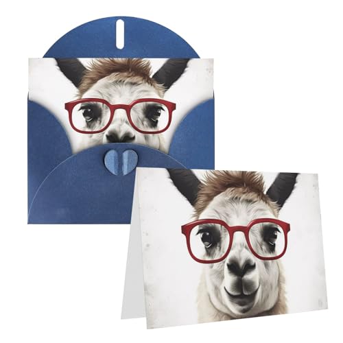 Rkklvbns Grußkarten Lama mit Brille Herz Verschiedene Anlässe Grußkarten Freundschaft Gedenkkarten Urlaubskarten von Rkklvbns