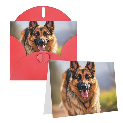 Rkklvbns Grußkarten Laufender Deutscher Schäferhund Herz Verschiedene Anlässe Grußkarten Freundschaft Gedenkkarten Urlaubskarten von Rkklvbns