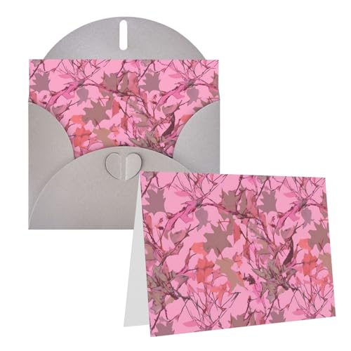 Rkklvbns Grußkarten Rosa Blätter Camo Herz Verschiedene Anlässe Grußkarten Freundschaft Gedenkkarten Urlaubskarten von Rkklvbns