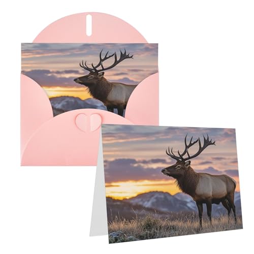Rkklvbns Grußkarten Roter Hirsch Stier Elch Sonnenuntergang Herz Verschiedene Anlässe Grußkarten Freundschaft Gedenkkarten Urlaubskarten von Rkklvbns