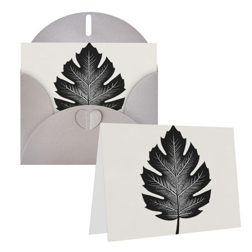 Rkklvbns Grußkarten Schwarz und Weiß Minimalistisches Design Blatt Herz Verschiedene Anlässe Grußkarten Freundschaft Gedenkkarten Urlaubskarten von Rkklvbns