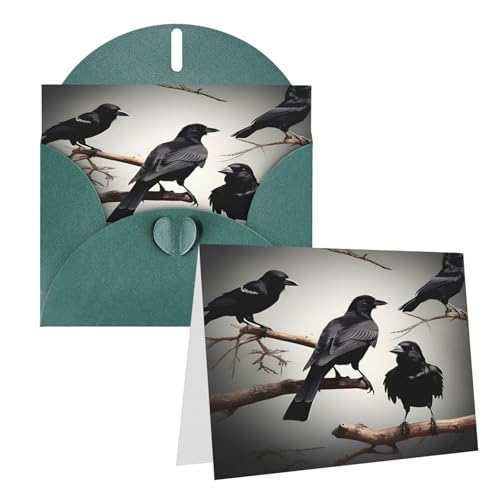 Rkklvbns Grußkarten Schwarze Krähe Vögel auf einem Ast Herz Verschiedene Anlässe Grußkarten Freundschaft Gedenkkarten Urlaubskarten von Rkklvbns
