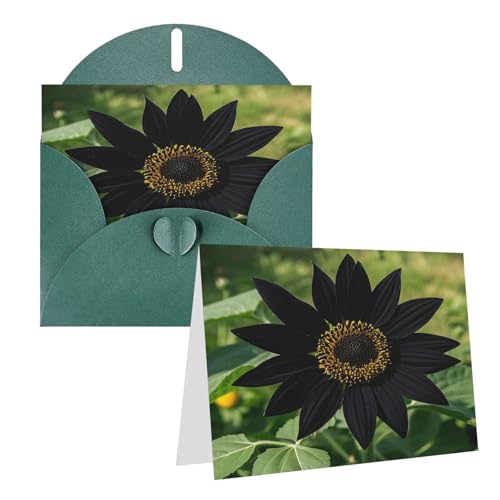 Rkklvbns Grußkarten Schwarze Sonnenblume Herz Verschiedene Anlässe Grußkarten Freundschaft Gedenkkarten Urlaubskarten von Rkklvbns