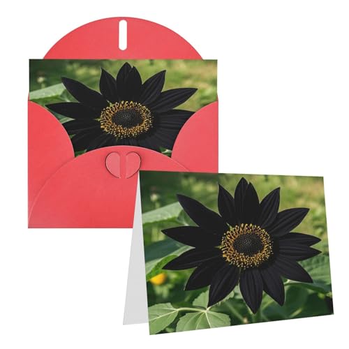 Rkklvbns Grußkarten Schwarze Sonnenblume Herz Verschiedene Anlässe Grußkarten Freundschaft Gedenkkarten Urlaubskarten von Rkklvbns