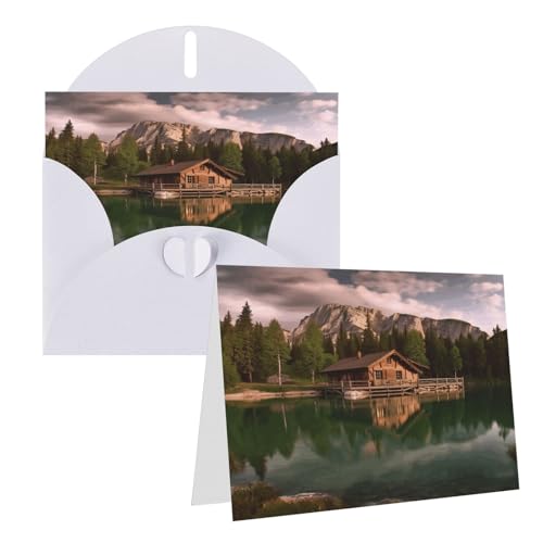 Rkklvbns Grußkarten See und Holz Landhaus Herz Verschiedene Anlässe Grußkarten Freundschaft Gedenkkarten Urlaubskarten von Rkklvbns