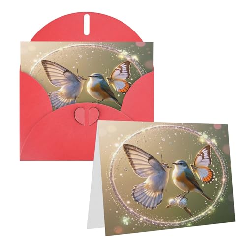Rkklvbns Grußkarten Vogel und Schmetterling Herz Verschiedene Anlässe Grußkarten Freundschaft Gedenkkarten Urlaubskarten von Rkklvbns