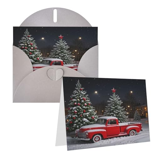 Rkklvbns Grußkarten Winter Weihnachten Landschaft Rot Truck Herz Verschiedene Anlässe Grußkarten Freundschaft Gedenkkarten Urlaubskarten von Rkklvbns