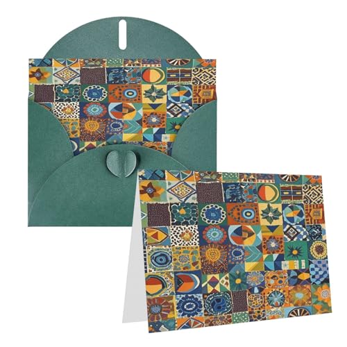 Rkklvbns Grußkarten afrikanischer Stil Patchwork Herz Verschiedene Anlässe Grußkarten Freundschaft Gedenkkarten Urlaubskarten von Rkklvbns