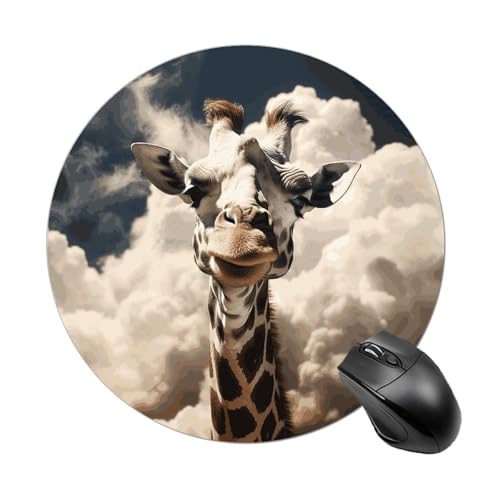 Rundes Mauspad, Giraffe in den Wolken, wasserdicht, rutschfest, Gummi, lustiges Mauspad, 19,8 x 19,8 cm, für Computer, Laptop, Büro, Schreibtisch, Zubehör, Mauspad Rundes Mauspad, Giraffe in den Wolken, wasserdicht, rutschfest, Gummi, lustiges Mauspad, 19,8 x 19,8 cm, für Computer, Laptop, Büro, Schreibtisch, Zubehör, Mauspad von Rkklvbns
