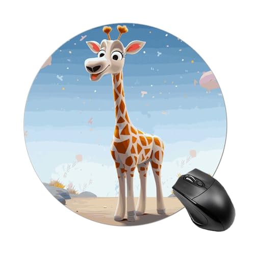 Rundes Mauspad mit Cartoon-Giraffen-Motiv, wasserdicht, rutschfest, Gummi, lustige Mauspads, 19,8 x 19,8 cm, für Computer, Laptop, Büro, Schreibtisch, Zubehör, Mauspad Rundes Mauspad mit Cartoon-Giraffen-Motiv, wasserdicht, rutschfest, Gummi, lustige Mauspads, 19,8 x 19,8 cm, für Computer, Laptop, Büro, Schreibtisch, Zubehör, Mauspad von Rkklvbns