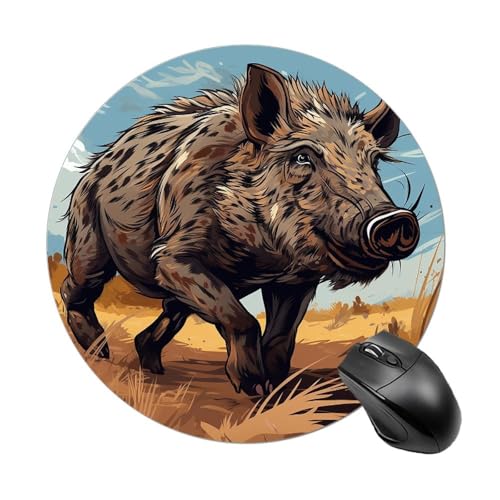 Rundes Mauspad mit Cartoon-Wildschweinmotiv, wasserdicht, rutschfest, Gummi, 19,8 x 19,8 cm, für Computer, Laptop, Büro, Schreibtisch, Zubehör, Mauspad Rundes Mauspad mit Cartoon-Wildschweinmotiv, wasserdicht, rutschfest, Gummi, 19,8 x 19,8 cm, für Computer, Laptop, Büro, Schreibtisch, Zubehör, Mauspad von Rkklvbns