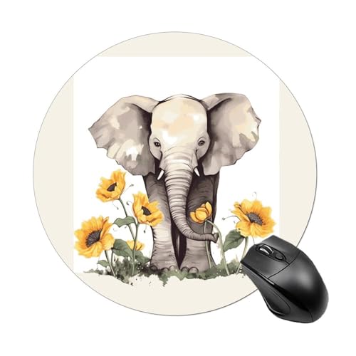 Rundes Mauspad mit Elefant und Sonnenblume, wasserdicht, rutschfest, Gummi, lustige Mauspads, 19,8 x 19,8 cm, für Computer, Laptop, Büro, Schreibtisch, Zubehör, Mauspad Rundes Mauspad mit Elefant und Sonnenblume, wasserdicht, rutschfest, Gummi, lustige Mauspads, 19,8 x 19,8 cm, für Computer, Laptop, Büro, Schreibtisch, Zubehör, Mauspad von Rkklvbns