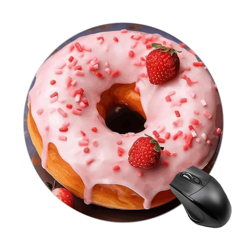 Rundes Mauspad mit Erdbeer-Donut-Motiv, wasserdicht, rutschfest, Gummi, lustiges Mauspad, 19,8 x 19,8 cm, für Computer, Laptop, Büro, Schreibtisch, Zubehör, Mauspad Rundes Mauspad mit Erdbeer-Donut-Motiv, wasserdicht, rutschfest, Gummi, lustiges Mauspad, 19,8 x 19,8 cm, für Computer, Laptop, Büro, Schreibtisch, Zubehör, Mauspad von Rkklvbns