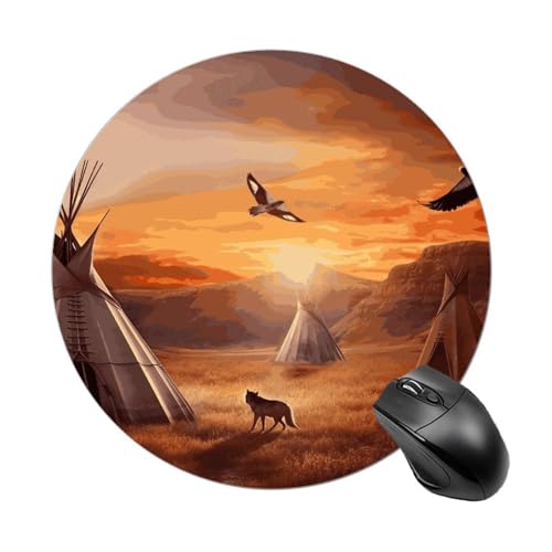 Rundes Mauspad mit Indianerstämmen, wasserdicht, rutschfest, Gummi, lustige Mauspads, 19,8 x 19,8 cm, für Computer, Laptop, Büro, Schreibtisch, Zubehör, Mauspad Rundes Mauspad mit Indianerstämmen, wasserdicht, rutschfest, Gummi, lustige Mauspads, 19,8 x 19,8 cm, für Computer, Laptop, Büro, Schreibtisch, Zubehör, Mauspad von Rkklvbns
