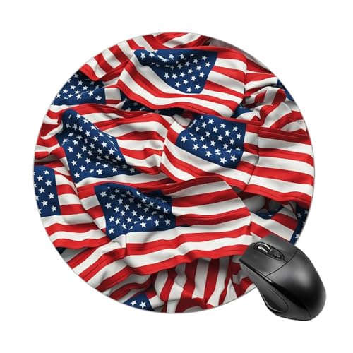 Rundes Mauspad mit USA-Flagge, wasserdicht, rutschfest, Gummi, lustiges Mauspad, 19,8 x 19,8 cm, für Computer, Laptop, Büro, Schreibtisch, Zubehör, Mauspad Rundes Mauspad mit USA-Flagge, wasserdicht, rutschfest, Gummi, lustiges Mauspad, 19,8 x 19,8 cm, für Computer, Laptop, Büro, Schreibtisch, Zubehör, Mauspad von Rkklvbns
