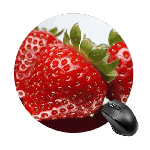Rundes Mauspad mit roten Erdbeeren, wasserdicht, rutschfest, Gummi, lustige Mauspads, 19,8 x 19,8 cm, für Computer, Laptop, Büro, Schreibtisch, Zubehör, Mauspad Rundes Mauspad mit roten Erdbeeren, wasserdicht, rutschfest, Gummi, lustige Mauspads, 19,8 x 19,8 cm, für Computer, Laptop, Büro, Schreibtisch, Zubehör, Mauspad von Rkklvbns