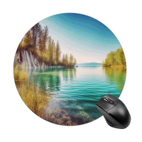 Rundes Mauspad mit sauberem Wasser und Seenlandschaft, wasserdicht, rutschfest, Gummi, lustige Mauspads, 19,8 x 19,8 cm, für Computer, Laptop, Büro, Schreibtisch, Zubehör, Mauspad Rundes Mauspad mit sauberem Wasser und Seenlandschaft, wasserdicht, rutschfest, Gummi, lustige Mauspads, 19,8 x 19,8 cm, für Computer, Laptop, Büro, Schreibtisch, Zubehör, Mauspad von Rkklvbns