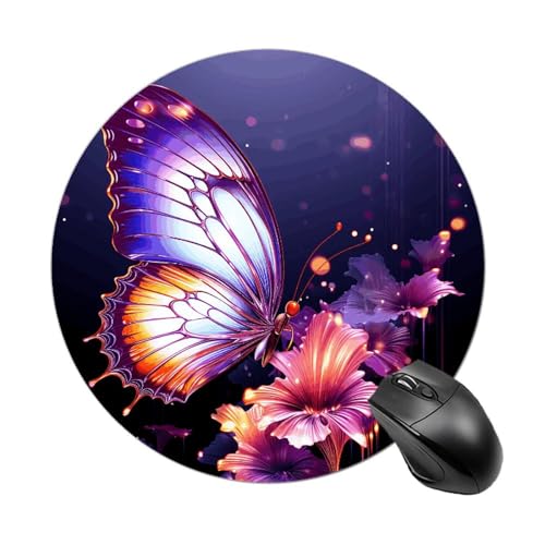 Rundes Mauspad mit violettem Schmetterling, wasserdicht, rutschfest, Gummi, lustige Mauspads, 19,8 x 19,8 cm, für Computer, Laptop, Büro, Schreibtisch, Zubehör, Mauspad Rundes Mauspad mit violettem Schmetterling, wasserdicht, rutschfest, Gummi, lustige Mauspads, 19,8 x 19,8 cm, für Computer, Laptop, Büro, Schreibtisch, Zubehör, Mauspad von Rkklvbns