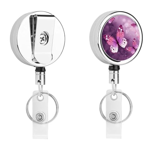 Schmetterlings-Abzeichenspule, einziehbar, mit Schlüsselring, lustiger Ausweishalter für Lehrer, Krankenschwester, Arzt, Arbeiter, Geschenk, ID, Namensschild, dekorative Metall-Clips Schmetterlings-Abzeichenspule, einziehbar, mit Schlüsselring, lustiger Ausweishalter für Lehrer, Krankenschwester, Arzt, Arbeiter, Geschenk, ID, Namensschild, dekorative Metall-Clips von Rkklvbns