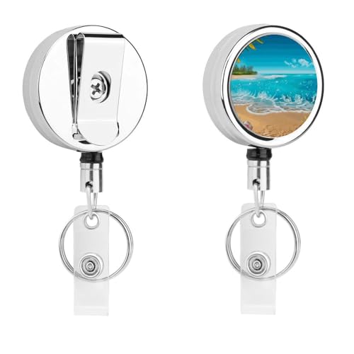 Tropisches blaues Meer Strand Abzeichen Spule einziehbar mit Schlüsselring Badge Holder Lustiger Ausweishalter für Lehrer, Krankenschwester, Arzt, Arbeiter, Geschenk, ID, Namensschild, dekorative Tropisches blaues Meer Strand Abzeichen Spule einziehbar mit Schlüsselring Badge Holder Lustiger Ausweishalter für Lehrer, Krankenschwester, Arzt, Arbeiter, Geschenk, ID, Namensschild, dekorative von Rkklvbns