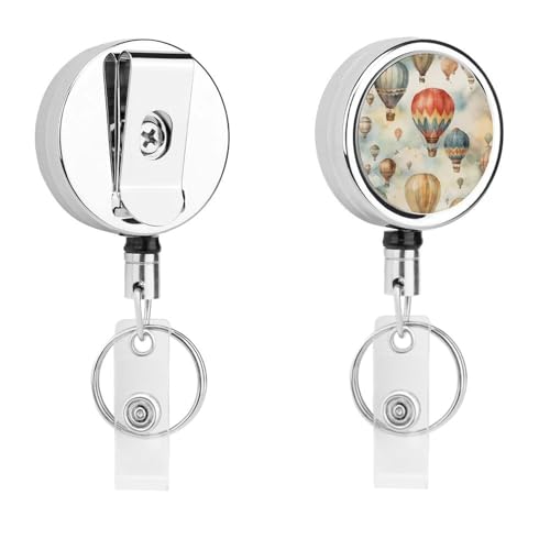 Wasserfarben-Heißluftballon-Abzeichenspule, einziehbar, mit Schlüsselring, lustiger Ausweishalter für Lehrer, Krankenschwester, Arzt, Arbeiter, Geschenk, ID, Namensschild, dekorative Metall-Clips Wasserfarben-Heißluftballon-Abzeichenspule, einziehbar, mit Schlüsselring, lustiger Ausweishalter für Lehrer, Krankenschwester, Arzt, Arbeiter, Geschenk, ID, Namensschild, dekorative Metall-Clips von Rkklvbns
