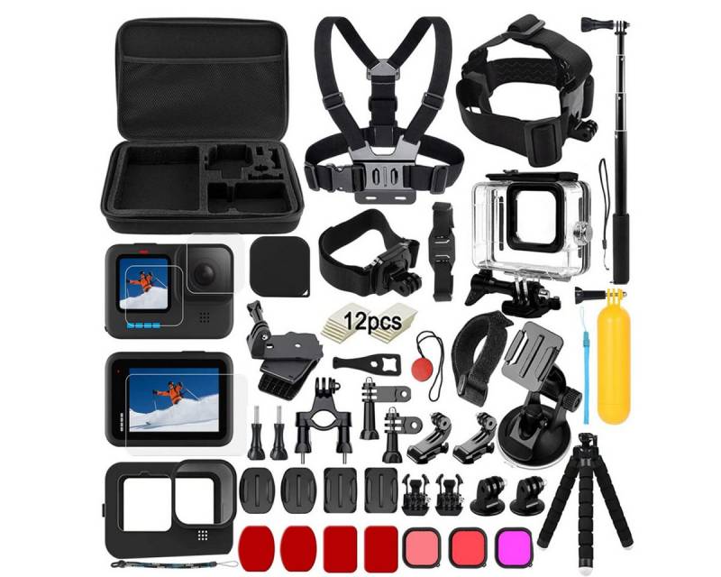Rnemitery Kamerazubehör-Set 54 Stück Zubehörset Kit Bundle Kompatibel mit GoPro Hero 12/11/10/9 von Rnemitery