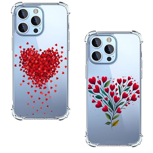 Miagon 2X Transparent Blume Hülle für iPhone 11,Silikon Case mit Floral Herz Muster für Mädchen Frauen Dünne Handyhülle Stoßfeste Airbag Schutzhülle Durchsichtig Cover von Rnrieyta