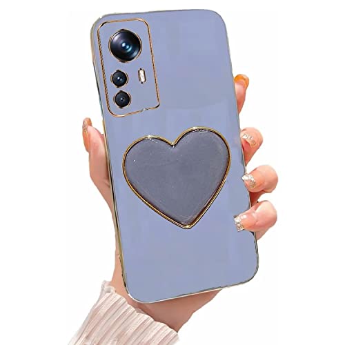 Miagon 3D Herz Ständer Hülle für Xiaomi 12T Pro,Cute Mädchen Dünn Galvanisierte Schutzhülle Weiches Case Bumper mit 3D Halter Kickständer von Rnrieyta