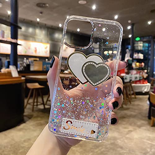 Miagon Crystal Glitzer Hülle für Xiaomi Redmi Note 12 Pro 5G,Süß Bling Klar Handyhülle Durchsichtig Sparkle Sterne Case Cover Slim Dünn Schutzhülle,Herz Klar von Rnrieyta