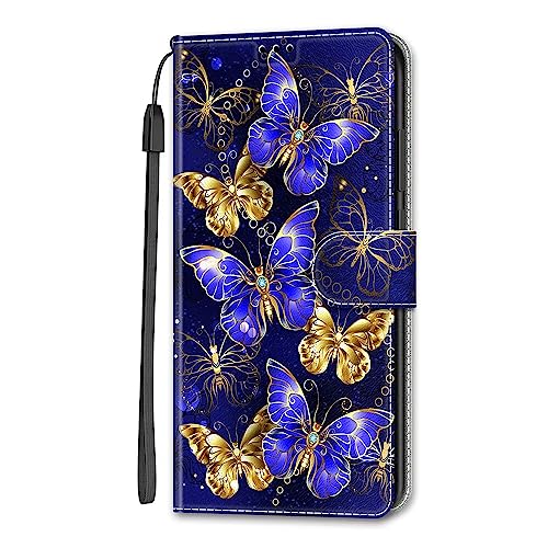 Miagon Full Body Flip PU Leder Schutzhülle für Samsung Galaxy A52 5G/4G/A52s,Bunt Muster Hülle Brieftasche Case Cover Ständer mit Kartenfächer,Diamant Schmetterling von Rnrieyta