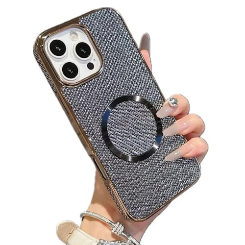 Miagon Glitzer Hülle für iPhone 13 Pro,Magnetische Handyhülle kompatibel mit MagSafe Plated Bling Silikon Case Männer Mädchen Stoßfeste Schutzhülle von Rnrieyta