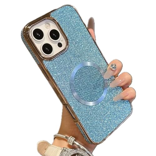 Miagon Glitzer Hülle für iPhone 16,Magnetische Handyhülle kompatibel mit MagSafe Plated Bling Silikon Case Männer Mädchen Stoßfeste Schutzhülle von Rnrieyta