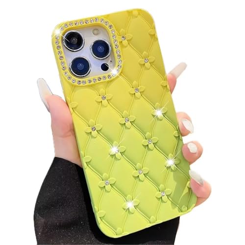 Miagon Gradient Strass Glitter Hülle für iPhone 14 Pro Max,Glitzer Blume Handyhülle Rhombus Diamant Cover Bling Stoßfest Schutzhülle Case für Mädchen von Rnrieyta
