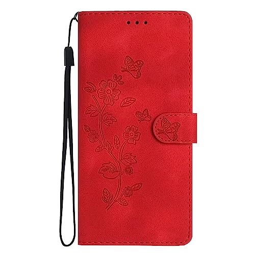 Miagon Handyhüllen für Xiaomi Redmi Note 12 Pro 5G,PU Ledertasche Klapphülle Prägung Blume Schmetterling Brieftasche Schutz Hülle mit Kartenfächer Magnetverschluss von Rnrieyta