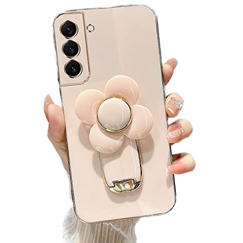 Miagon Rotierend Windmühle Ständer Hülle für Samsung Galaxy S21 FE,Cute Mädchen Dünn Galvanisierte Schutzhülle Weiches Case Bumper mit Pinwheel Blume Halter Kickständer von Rnrieyta