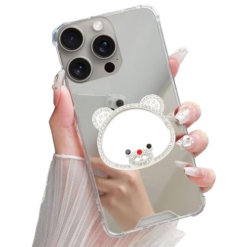 Miagon Spiegel Hülle für iPhone 11 Pro,Schutzhülle Nette Silber Chrom 3D Liebe Herz Backcover Überzug Mirror Makeup Handytasche Stoßfeste Protective Bumper von Rnrieyta