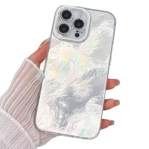 Miagon für iPhone 13 Hülle Niedlich Zinn-Folie Muster Hart Stoßfeste Glitzer Laser Handyhülle mit Kameraschutz Ästhetischer Schlanke Schutzhülle von Rnrieyta