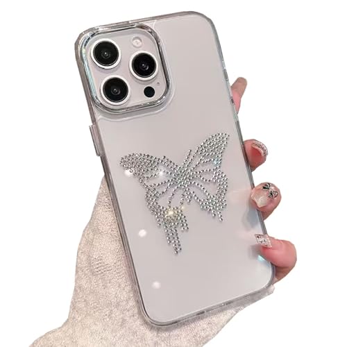 Miagon für iPhone 16 Hülle Süßes Klares Durchsichtig Glitzer Glänzendes Mädchen Frauen Diamant Stoßfeste Bling 3D Schutzhülle Handyhülle von Rnrieyta