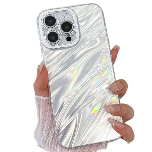 Miagon für iPhone 16 Pro Max Hülle Niedlich Wasser Ripple Muster Hart Stoßfeste Glitzer Laser Handyhülle mit Kameraschutz Ästhetischer Schlanke Schutzhülle von Rnrieyta