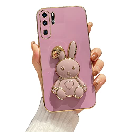 Rnrieyta Herz Kaninchen Ständer Hülle für Samsung Galaxy Note 10 Plus,Cute Mädchen Dünn Galvanisierte Schutzhülle Weiches Case Bumper mit Hase Halter Kickständer von Rnrieyta
