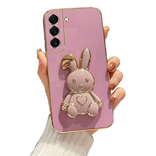 Rnrieyta Herz Kaninchen Ständer Hülle für Samsung Galaxy S23,Cute Mädchen Dünn Galvanisierte Schutzhülle Weiches Case Bumper mit Hase Halter Kickständer von Rnrieyta