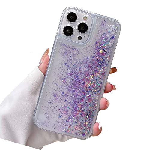 Rnrieyta Leuchtend Luminous Fließende Flüssigkeit Hülle für iPhone 14 Pro,Fluoreszierend Licht im Dunkeln Handytasche Glitzer Treibsand Durchsichtig Flüssig Bumper von Rnrieyta