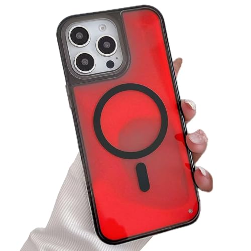 Rnrieyta Leuchtend Luminous Magnetisch Fließende Flüssigkeit Hülle für iPhone 13 Pro Max,[Kompatibel mit MagSafe] Fluoreszierend Licht im Dunkeln Handytasche Glitzer Treibsand Bumper von Rnrieyta