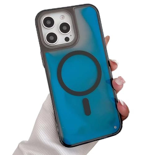 Rnrieyta Leuchtend Luminous Magnetisch Fließende Flüssigkeit Hülle für iPhone 16 Plus,[Kompatibel mit MagSafe] Fluoreszierend Licht im Dunkeln Handytasche Glitzer Treibsand Bumper von Rnrieyta