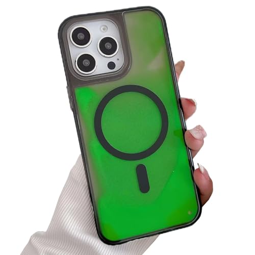 Rnrieyta Leuchtend Luminous Magnetisch Fließende Flüssigkeit Hülle für iPhone 16 Plus,[Kompatibel mit MagSafe] Fluoreszierend Licht im Dunkeln Handytasche Glitzer Treibsand Bumper von Rnrieyta