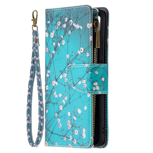 Rnrieyta Miagon 9 Kartensteckplätzen Lederhülle für Samsung Galaxy A25 5G,Bunt Reißverschluss Flip Hülle Wallet Case Handyhülle PU Leder Tasche Schutzhülle von Rnrieyta