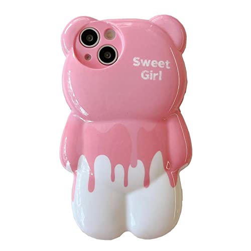 Rnrieyta Miagon Kawaii 3D Bär Hülle für iPhone 14 Plus,Schön Karikatur Bär Silikon Handyhüllen Spaß Weicher Gummi Stoßfest Zurück Schutzhülle für Frauen Mädchen von Rnrieyta